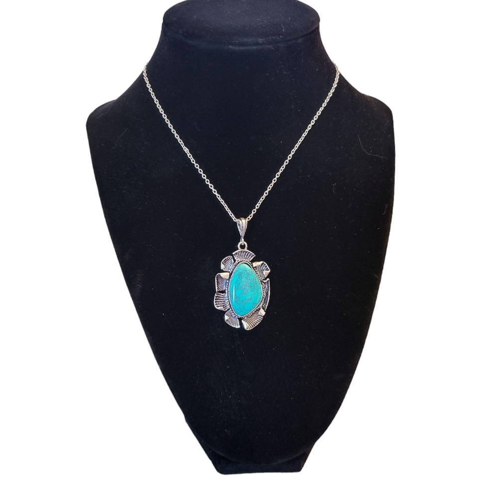 Myra Bag High Sierra Turquoise & Silver Tone Crafted Necklace